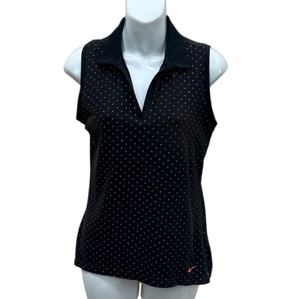 Nike Golf Black Polka Dot Dri Fit  Top size S
